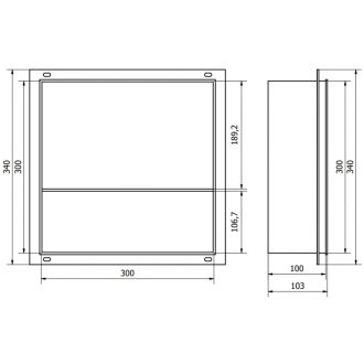 Mexen X-WALL-NR Police do steny 30x30x10 s poličkou, inox 1911303010S