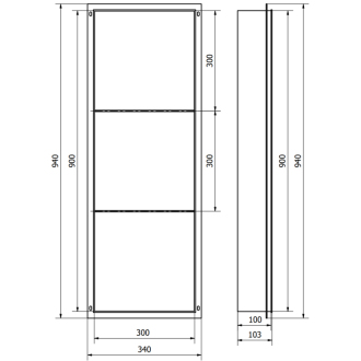 Mexen X-WALL-NR Police do steny 90x30x10 s poličkou, inox 1911903010S