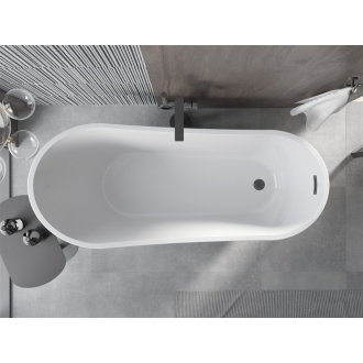 Mexen Alta voľne stojaca vaňa 170 x 75 cm, biela/čierna, čierny prepad - 52141707575-B