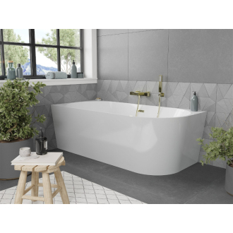 Mexen Mia voľne stojaca rohová vaňa ľavá 170 x 80 cm, biela, zlatý prepad - 52691708000L-G