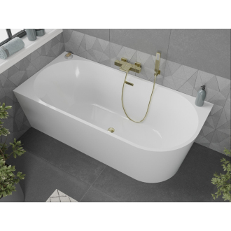 Mexen Mia voľne stojaca rohová vaňa ľavá 170 x 80 cm, biela, zlatý prepad - 52691708000L-G