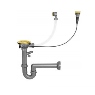 Mexen Automatický drezový sifón na 1 misa, zlatý 66911-50