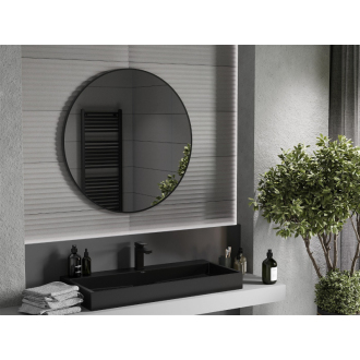 Okrúhle kúpeľňové zrkadlo Mexen Loft 90 cm, čierny rám - 9850-090-090-000-70