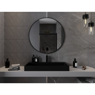 Okrúhle kúpeľňové zrkadlo Mexen Loft 95 cm, čierny rám - 9850-095-095-000-70
