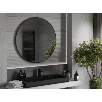 Mexen Loft okrúhle kúpeľňové zrkadlo 100 cm, čierny rám - 9850-100-100-000-70