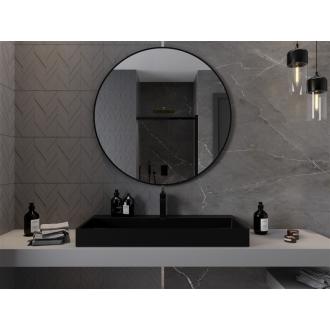 Mexen Loft okrúhle kúpeľňové zrkadlo 100 cm, čierny rám - 9850-100-100-000-70
