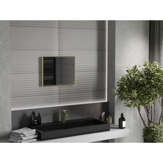 Mexen Loft obdĺžnikové kúpeľňové zrkadlo 50 x 40 cm, zlatý rám - 9852-050-040-000-50