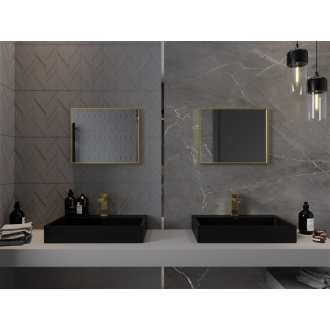 Mexen Loft obdĺžnikové kúpeľňové zrkadlo 50 x 40 cm, zlatý rám - 9852-050-040-000-50