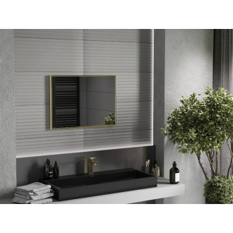 Mexen Loft obdĺžnikové kúpeľňové zrkadlo 70 x 50 cm, zlatý rám - 9852-070-050-000-50