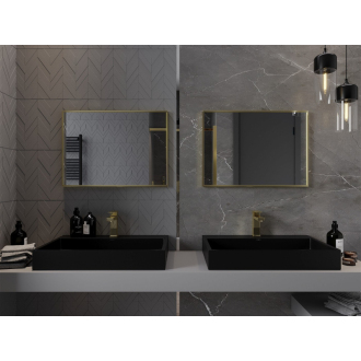 Mexen Loft obdĺžnikové kúpeľňové zrkadlo 70 x 50 cm, zlatý rám - 9852-070-050-000-50
