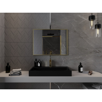 Mexen Loft obdĺžnikové kúpeľňové zrkadlo 80 x 60 cm, zlatý rám - 9852-080-060-000-50