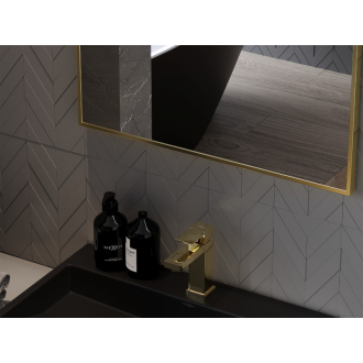 Mexen Loft obdĺžnikové kúpeľňové zrkadlo 80 x 60 cm, zlatý rám - 9852-080-060-000-50
