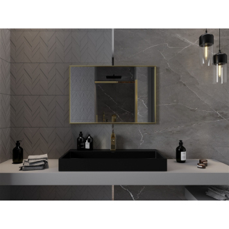 Mexen Loft obdĺžnikové kúpeľňové zrkadlo 90 x 60 cm, zlatý rám - 9852-090-060-000-50
