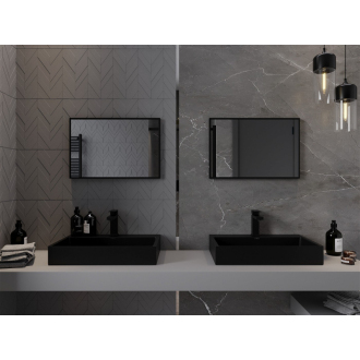 Mexen Loft obdĺžnikové kúpeľňové zrkadlo 60 x 40 cm, čierny rám - 9852-060-040-000-70
