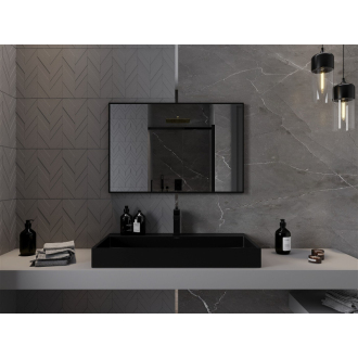 Mexen Loft obdĺžnikové kúpeľňové zrkadlo 90 x 60 cm, čierny rám - 9852-090-060-000-70