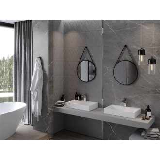 Okrúhle kúpeľňové zrkadlo Mexen String 50 cm, čierny rám - 9854-050-050-000-70