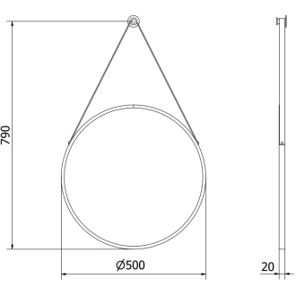 Okrúhle kúpeľňové zrkadlo Mexen String 50 cm, čierny rám - 9854-050-050-000-70