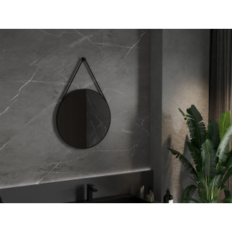 Okrúhle kúpeľňové zrkadlo Mexen String 60 cm, čierny rám - 9854-060-060-000-70