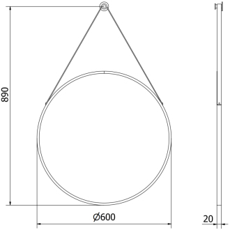 Okrúhle kúpeľňové zrkadlo Mexen String 60 cm, čierny rám - 9854-060-060-000-70