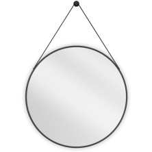 Okrúhle kúpeľňové zrkadlo Mexen String 70 cm, čierny rám - 9854-070-070-000-70