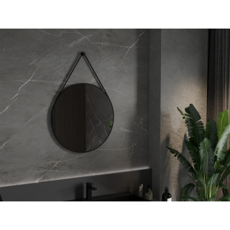 Okrúhle kúpeľňové zrkadlo Mexen String 70 cm, čierny rám - 9854-070-070-000-70