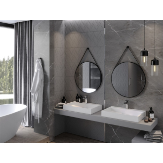 Okrúhle kúpeľňové zrkadlo Mexen String 70 cm, čierny rám - 9854-070-070-000-70