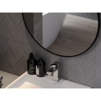 Okrúhle kúpeľňové zrkadlo Mexen String 70 cm, čierny rám - 9854-070-070-000-70