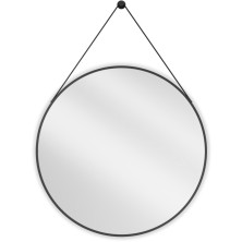 Okrúhle kúpeľňové zrkadlo Mexen String 80 cm, čierny rám - 9854-080-080-000-70