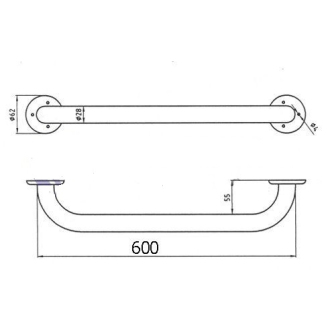 Novaservis Madlo rovné s krytkami 600 mm biele R6660,11