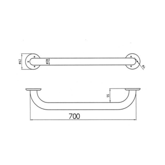 Novaservis Madlo rovné s krytkami 700 mm biele R6670,11