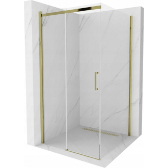 Mexen Omega výsuvná sprchová kabína 100 x 100 cm, priehľadná, zlatá - 825-100-100-50-00