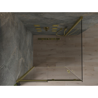 Mexen Omega výsuvná sprchová kabína 100 x 100 cm, priehľadná, zlatá - 825-100-100-50-00