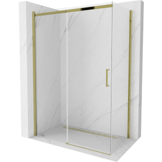 Mexen Omega výsuvná sprchová kabína 140 x 70 cm, priehľadná, zlatá - 825-140-070-50-00
