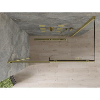 Mexen Omega výsuvná sprchová kabína 140 x 70 cm, priehľadná, zlatá - 825-140-070-50-00
