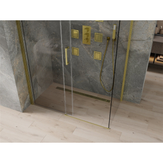 Mexen Omega výsuvná sprchová kabína 140 x 70 cm, priehľadná, zlatá - 825-140-070-50-00