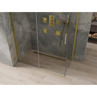 Mexen Omega výsuvná sprchová kabína 140 x 70 cm, priehľadná, zlatá - 825-140-070-50-00