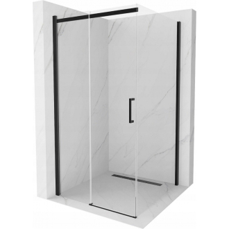 Mexen Omega výsuvná sprchová kabína 100 x 100 cm, priehľadná, čierna - 825-100-100-70-00