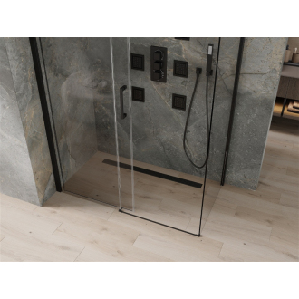 Mexen Omega výsuvná sprchová kabína 140 x 80 cm, priehľadná, čierna - 825-140-080-70-00
