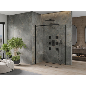 Mexen Omega výsuvná sprchová kabína 140 x 80 cm, priehľadná, čierna - 825-140-080-70-00