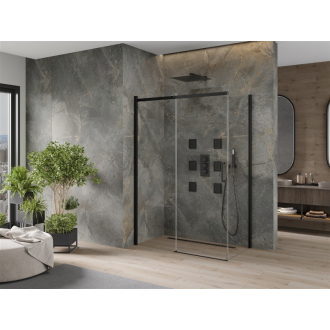 Mexen Omega výsuvná sprchová kabína 140 x 80 cm, priehľadná, čierna - 825-140-080-70-00