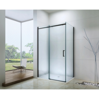 Mexen Omega výsuvná sprchová kabína 140 x 80 cm, priehľadná, čierna - 825-140-080-70-00