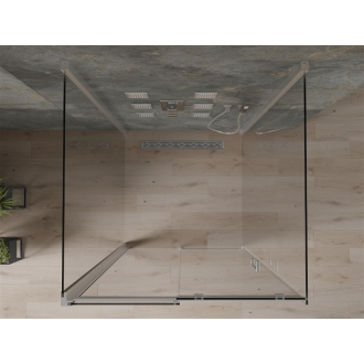 Mexen Omega 3stenný sprchovací kút, výsuvný 100 x 100 cm, transparentný, chróm - 825-100-100-01-00-3S