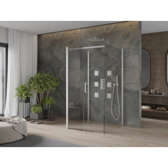 Mexen Omega 3stenný sprchovací kút, výsuvný 100 x 100 cm, transparentný, chróm - 825-100-100-01-00-3S