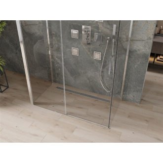 Mexen Omega 3stenný sprchovací kút, výsuvný 140 x 80 cm, transparentný, chróm - 825-140-080-01-00-3S