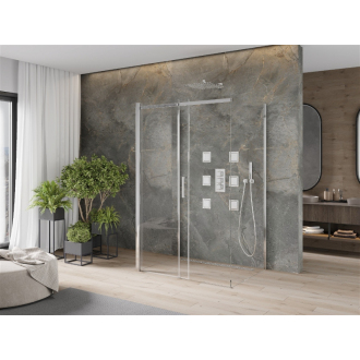 Mexen Omega 3stenný sprchovací kút, výsuvný 140 x 100 cm, transparentný, chróm - 825-140-100-01-00-3S