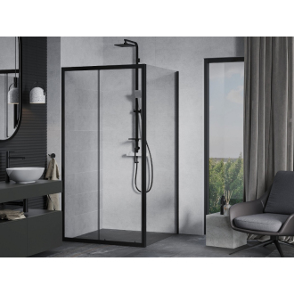 Mexen Apia výsuvná sprchová kabína 100 x 100 cm, priehľadná, čierna - 840-100-100-70-00