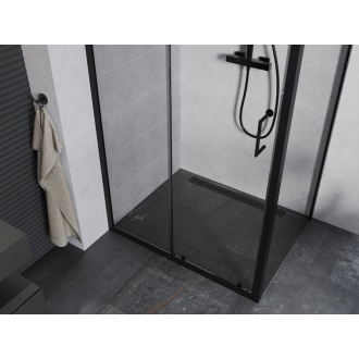Mexen Apia výsuvná sprchová kabína 130 x 90 cm, priehľadná, čierna - 840-130-090-70-00
