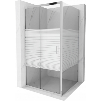 Mexen Apia vysúvací sprchovací kút 90 x 90 cm, transparentný/pruhy, chróm - 840-090-090-01-20