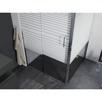 Mexen Apia vysúvací sprchovací kút 90 x 90 cm, transparentný/pruhy, chróm - 840-090-090-01-20