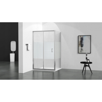 Mexen Apia vysúvací sprchovací kút 140 x 80 cm, transparentný/pruhy, chróm - 840-140-080-01-20